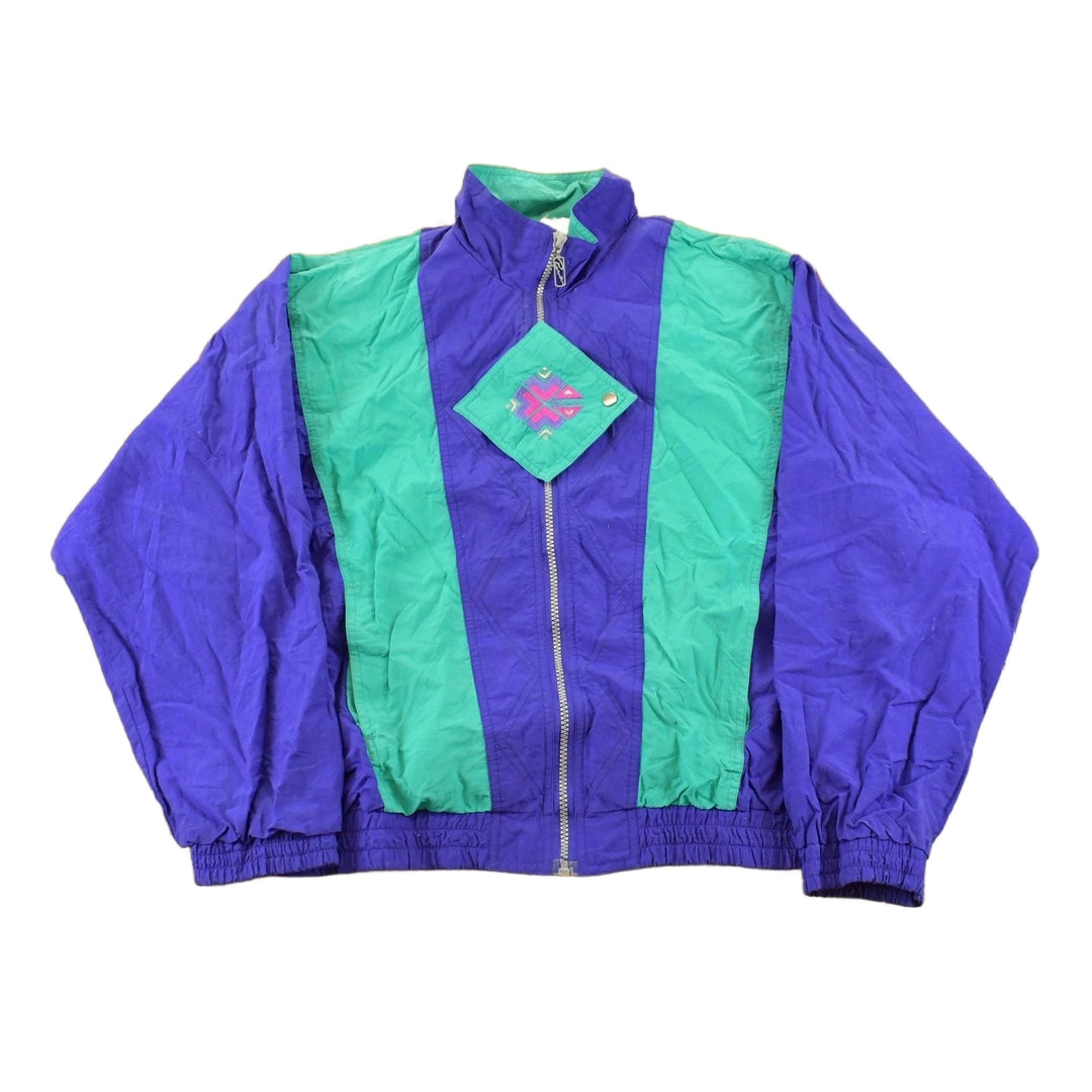 Vintage 1990s Puma Abstract Full Zip Windbreaker Jacket Women's Medium