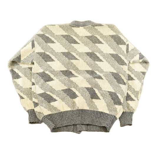 Vintage 1990s London Fog Knit Abstract Pattern Cardigan Sweater Mens Large