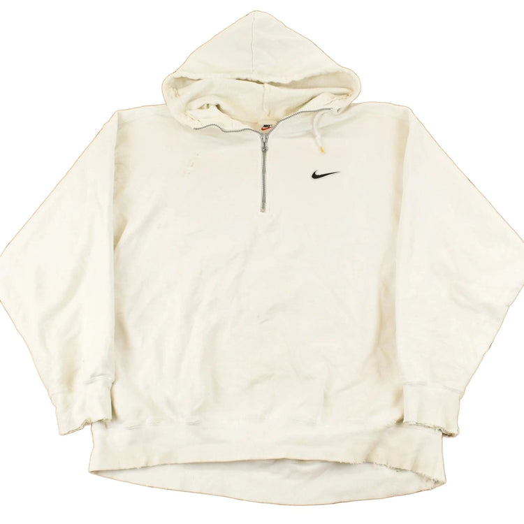 Vintage 1990s Nike Mini Swoosh Quarter Zip Hoodie Men's 2XL