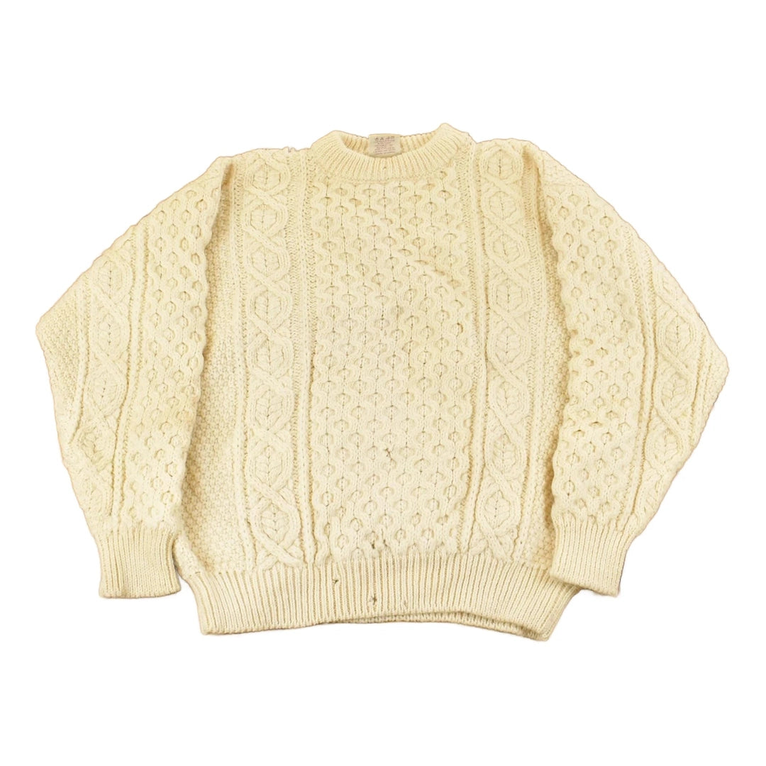 Vintage 1980s Bonner Ireland Fisherman Ribbed Wool Knit Sweater Men's Medium