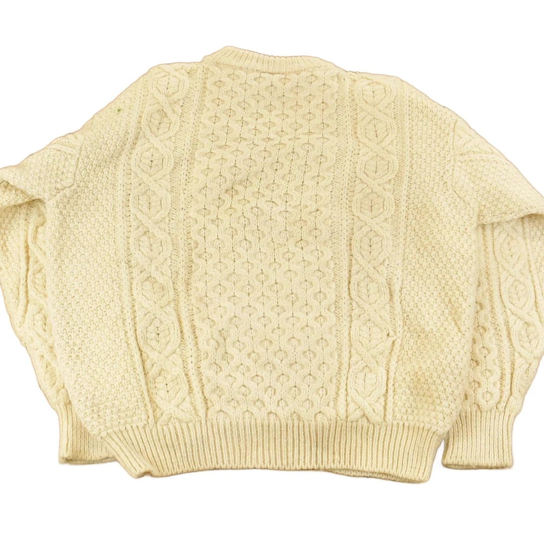 Vintage 1980s Bonner Ireland Fisherman Ribbed Wool Knit Sweater Men's Medium