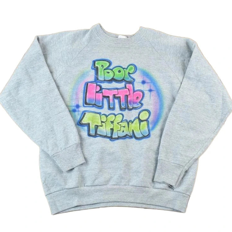 Vintage 1990s Poor Little Tiffany Airbrush Crewneck Sweatshirt Men's Medium