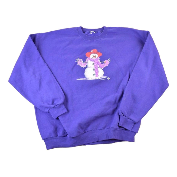 Vintage 1990s Lady Snowman Outdoorsman Crewneck Sweatshirt Men's XL