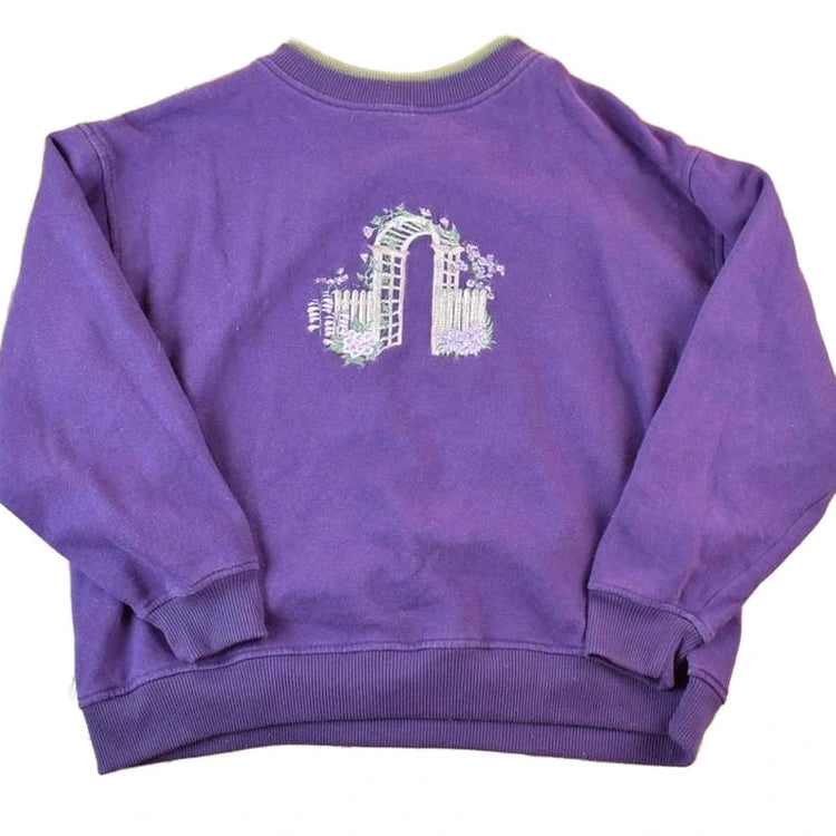 Vintage 1990s Flower Gate Outdoorsman Double Collar Crewneck Sweatshirt Men's Large