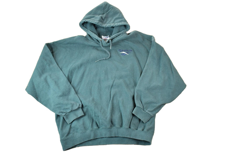 Vintage 1990s Reebok Hunter Green Embroidered Graphic Hoodie Men's XL