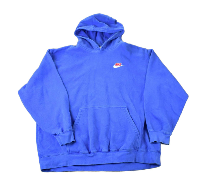 Vintage 1990s Nike Embroidered Mini Swoosh Hoodie Sweatshirt Men's 2XL