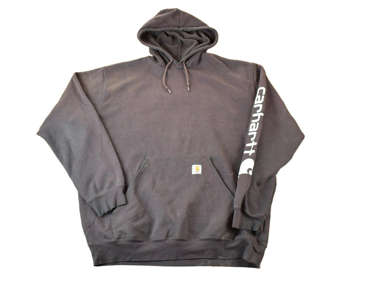Y2K Vintage Distressed Brown Carhartt Hoodie Sweatshirt Men's XL