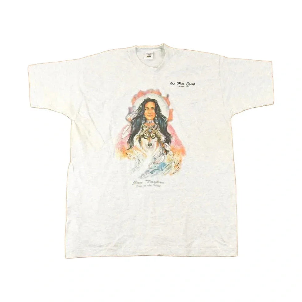 Vintage 1990s Old Mill Camp Nature Woman Souvenir T-Shirt Women's XL from propervintagecanada