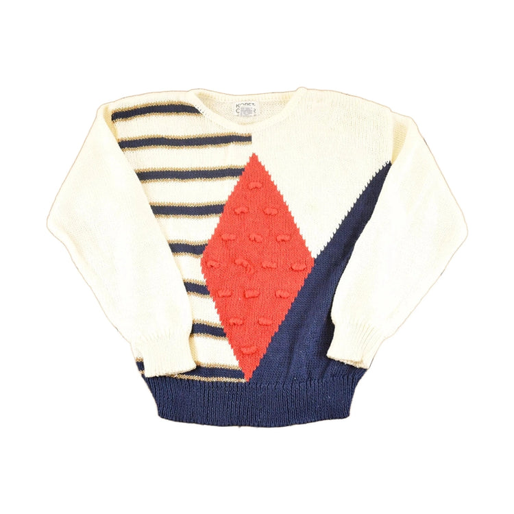 Vintage 90s Koret Knit Sweater: Abstract 3D Pattern, Women's M