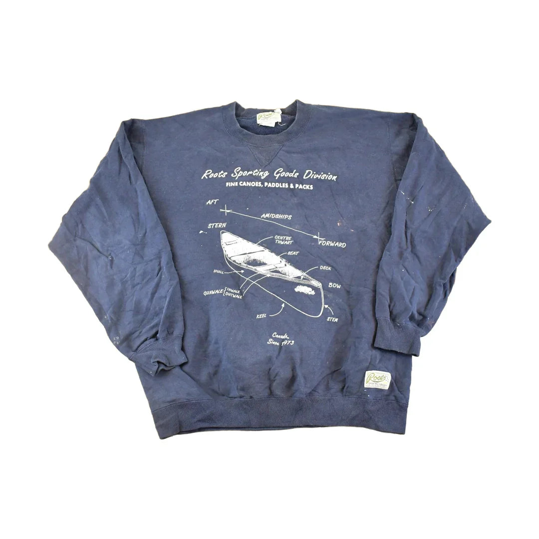Vintage 90s Roots Sporting Goods Sweatshirt, Canoe Graphic Men's XL from propervintagecanada