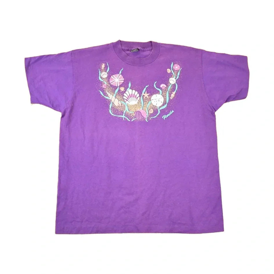 Vintage 1990s Florida Shells Souvenir Travel T-Shirt Women's XL from propervintagecanada