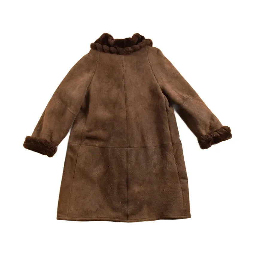 Vintage 1980s Shearling Suede Coat Men's Medium from propervintagecanada