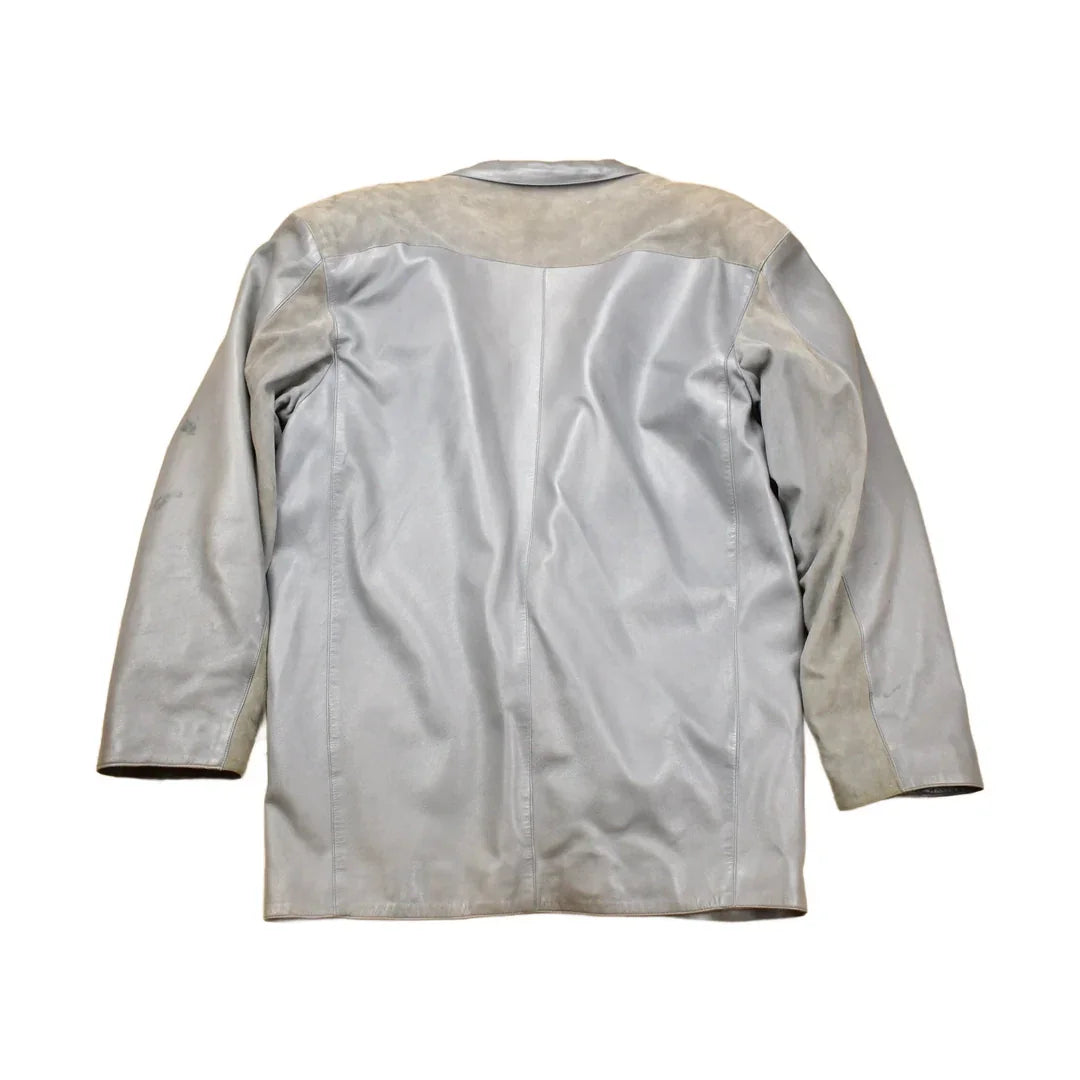 Vintage 1990s Claude Montana Ideal Cuir Leather Blazer Jacket Men's Large from propervintagecanada