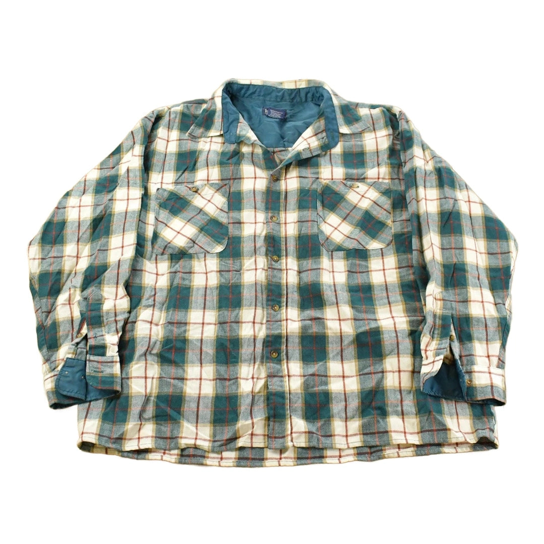 Vintage 1990s John Blair Plaid Flannel Button Up Shirt Men's XL