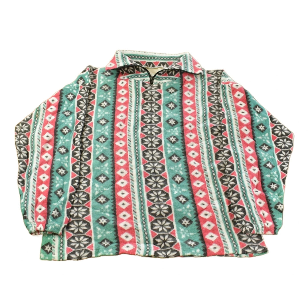 Vintage 1990s Nordic Abstract Pattern Fleece Quarter Zip Sweater Men's Medium