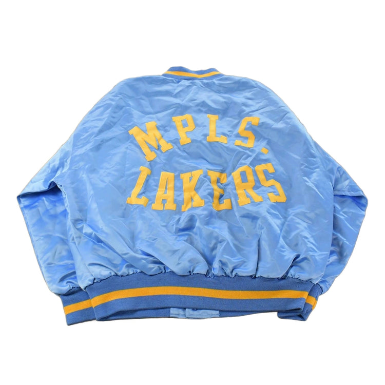 Vintage Y2K DEADSTOCK Minneapolis Lakers NBA Hardwood Classics Basketball Snap On Button Satin Jacket Mens 56 Men's 2XL