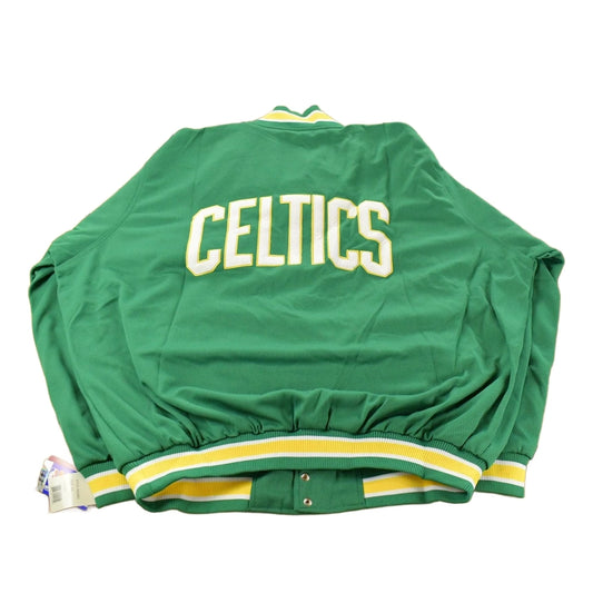 Vintage Y2K DEADSTOCK Boston Celtics NBA Hardwood Classics Basketball Snap On Button Warm Up Jacket Mens 2XL