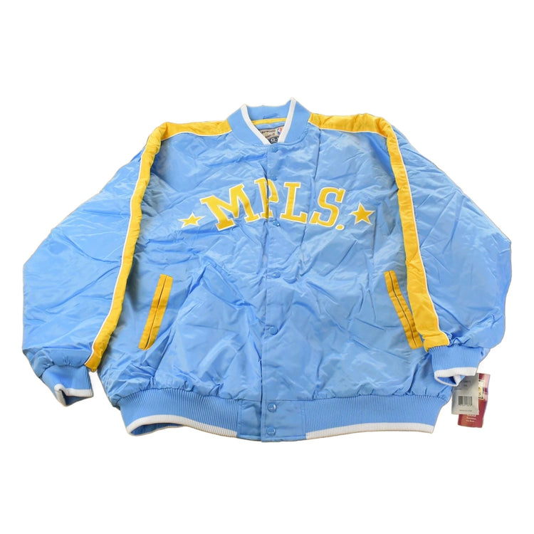 Vintage Y2K DEADSTOCK Minneapolis Lakers NBA Hardwood Classics Basketball Snap On Button Satin Jacket Mens 2XL