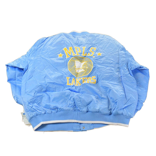 Vintage Y2K DEADSTOCK Minneapolis Lakers NBA Hardwood Classics Basketball Snap On Button Satin Jacket Mens 2XL