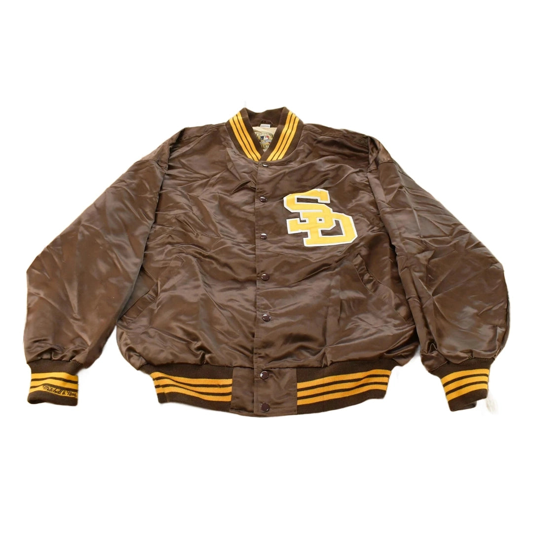 Vintage Y2K Deadstock San Diego Padres Cooperstown MLB Baseball Snap On Button Satin Jacket Mens 52