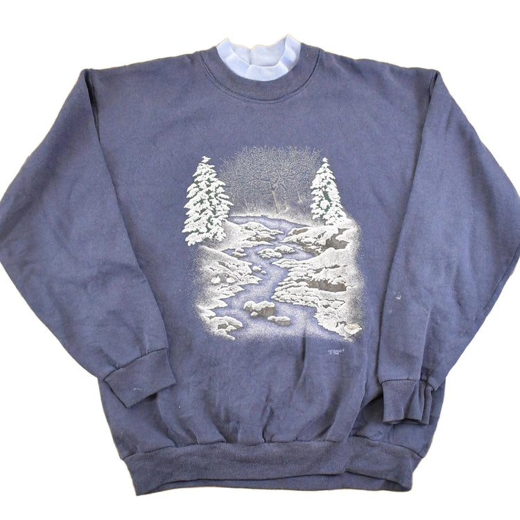 Vintage 1994 Snow Forest Artisans Double Collar Souvenir Crewneck Sweatshirt Men's M