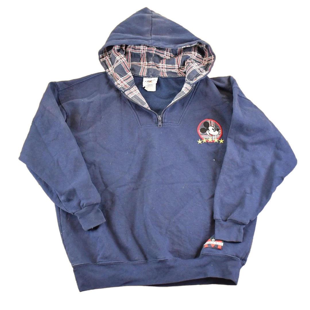 Vintage 1990s Mickey Mouse Disney Quarter Zip Hoodie Sweatshirt Men's L