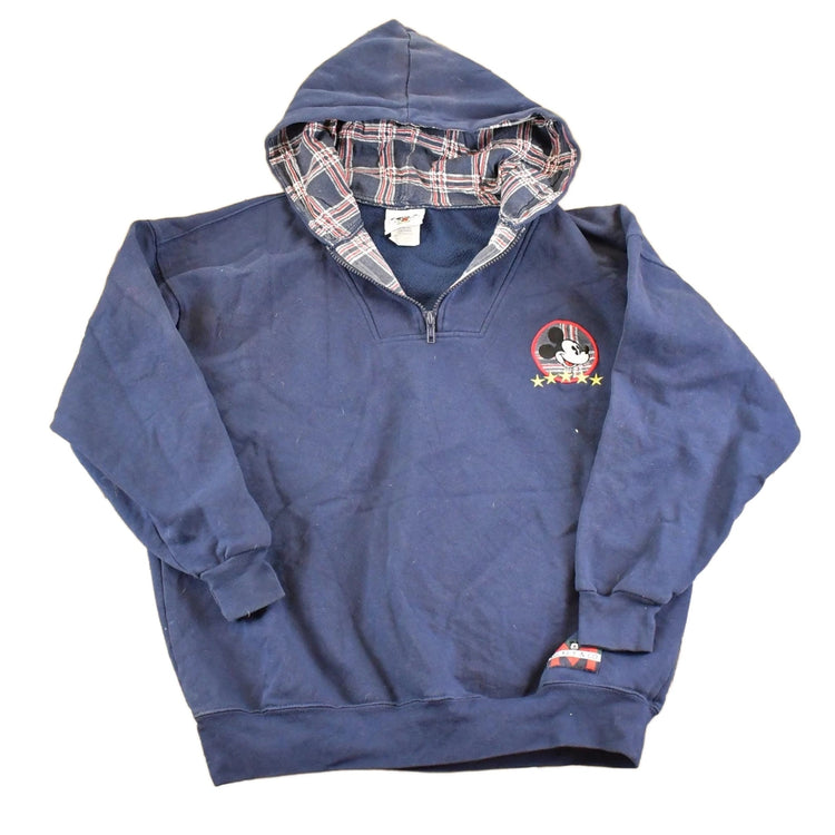 Vintage 1990s Mickey Mouse Disney Quarter Zip Hoodie Sweatshirt Men's L
