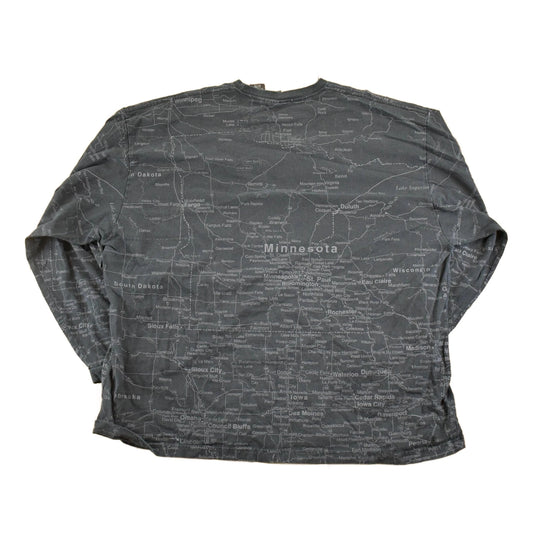 Vintage 1990s Minnesota State Map AOP Souvenir Crewneck Shirt Men's XXL