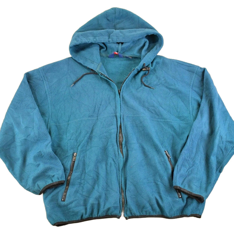 Vintage 1990s Hooded Fleece Full Zip Sweater Men's XL