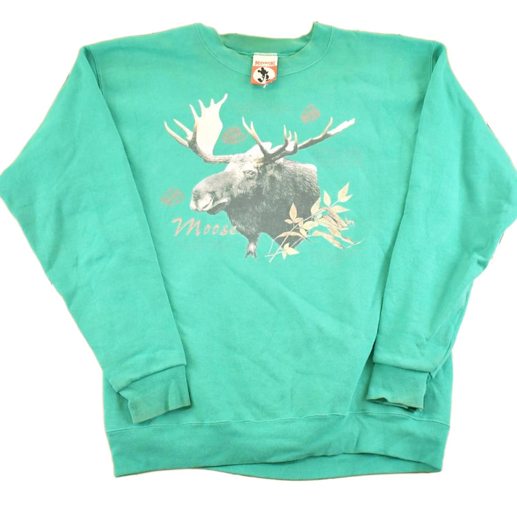 Vintage 1990s Mickey Moose Disney Crewneck Sweatshirt Men's L