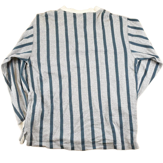 Vintage 1990s Eddie Bauer Striped Souvenir Quarter Button Crewneck Sweatshirt Men's L