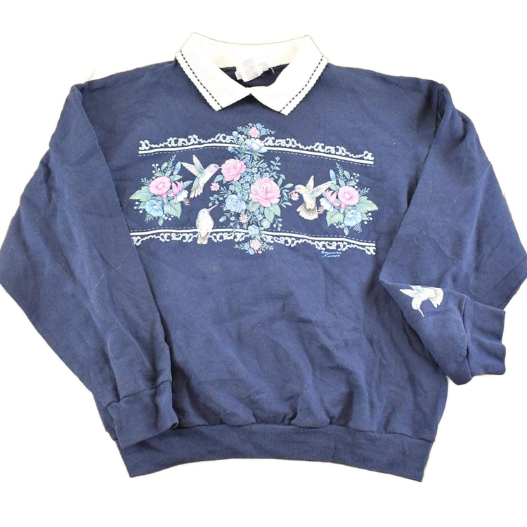 Vintage 1990s Cute Hummingbird Morning Sun Collared Souvenir Crewneck Sweatshirt Women's S