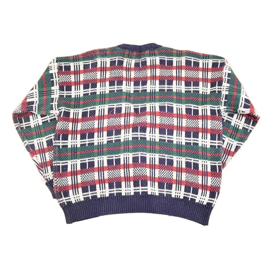 Vintage 1990s Botany 500 Knit Plaid Cardigan Sweater Mens XL