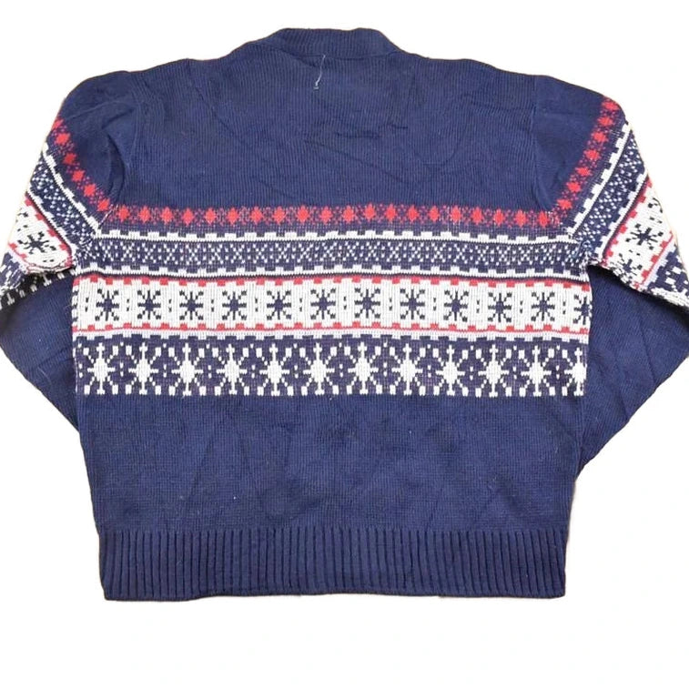 Vintage 1970s Buffalo Snowflake Knit Crewneck Sweater Mens M
