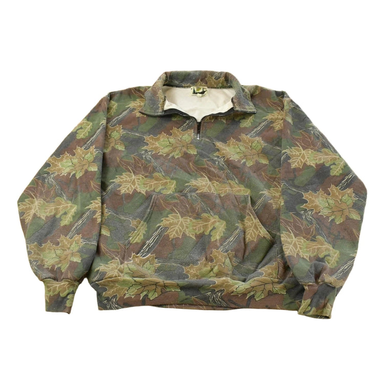 Vintage 1990s Nunavut Hunter Tree Camo Quarter Zip Sweatshirt Men's XL