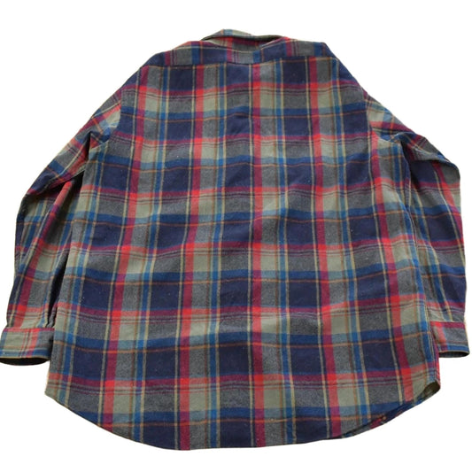 Vintage 1990s Pendleton Distressed Wool Plaid Button Up Flannel Shirt Men's 2XL Tall