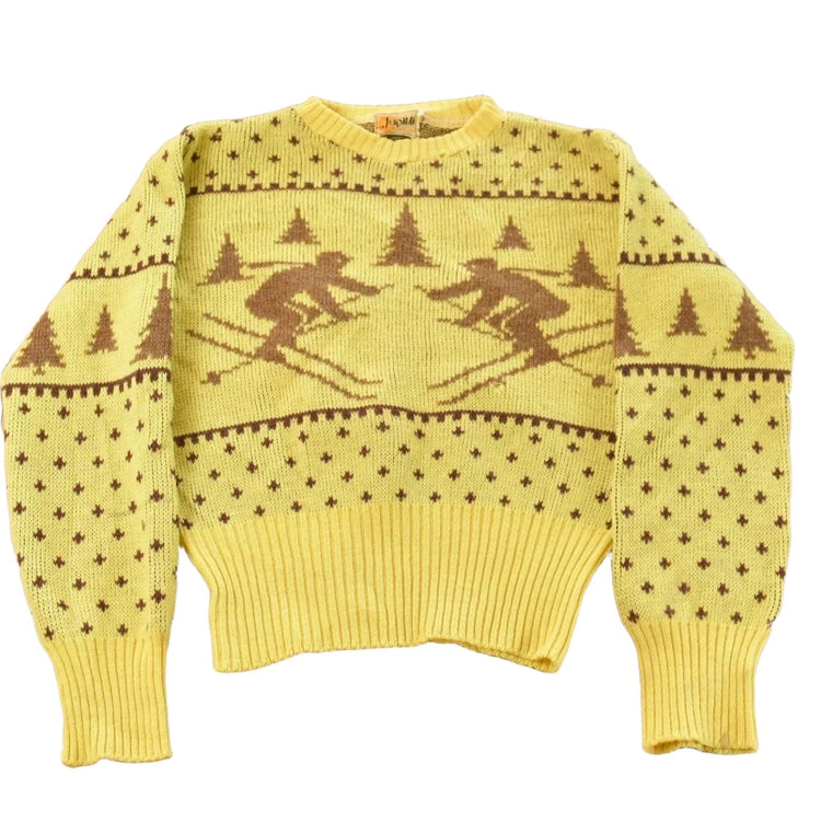 Vintage 1950s Jersild Wool Nordic Ski Jacquard Knit Sweater Men's S