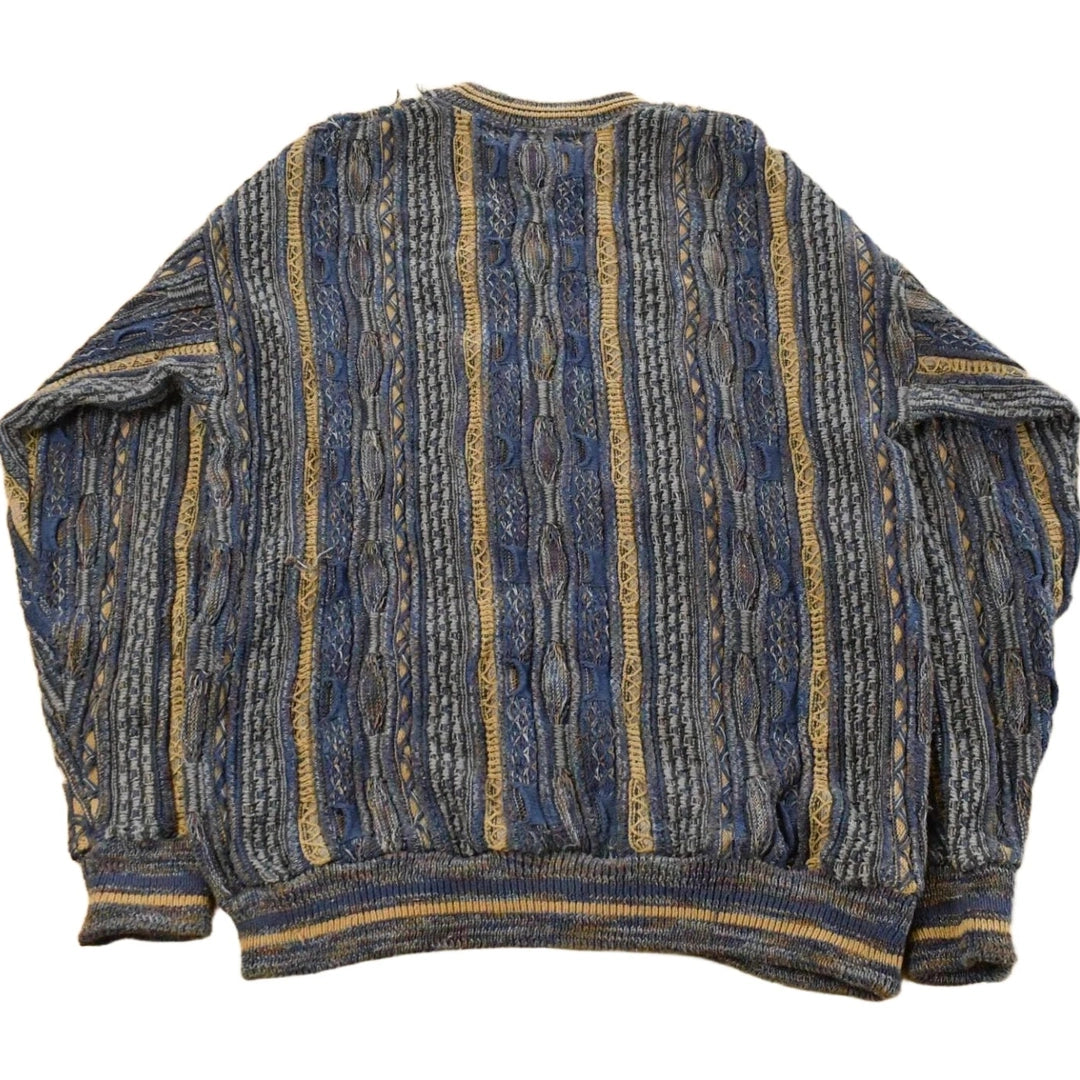 Vintage 1990s Lavane 3D Cable Knit Crewneck Sweater Men's L