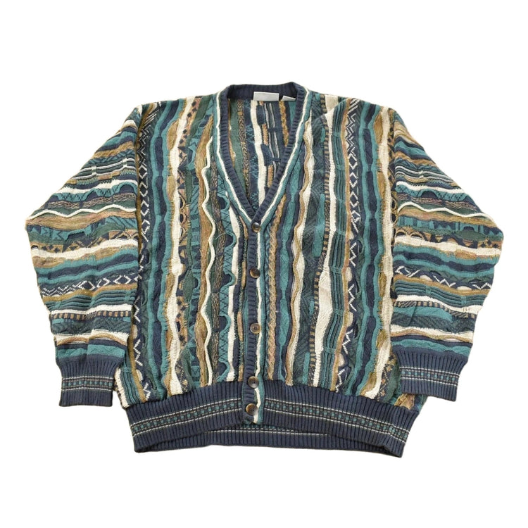 Vintage 1990s Giorgio di Firenze 3D Cable Knit Cardigan Sweater Men's L