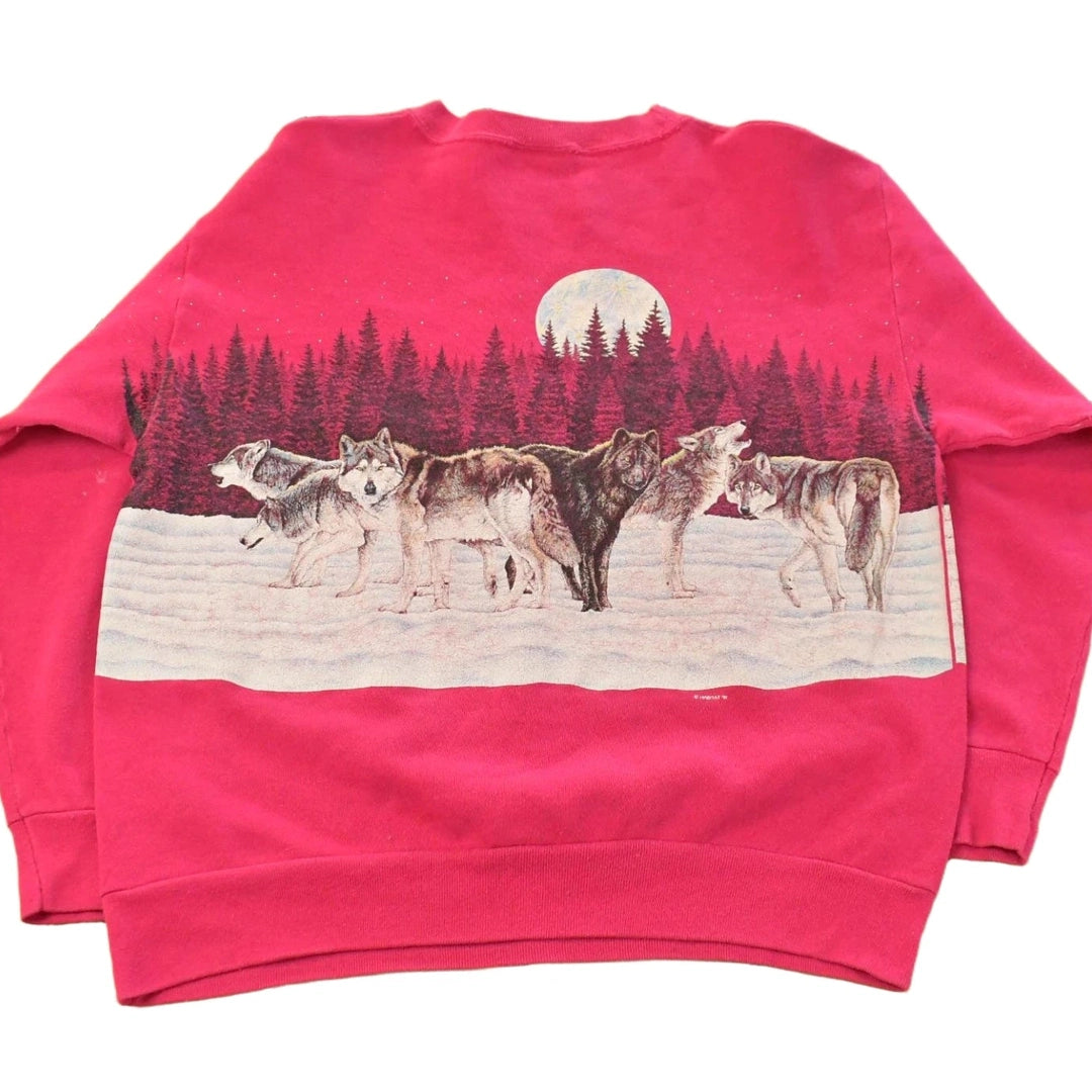 Vintage 1990s Wolves Wyoming Crewneck Sweatshirt Men's M