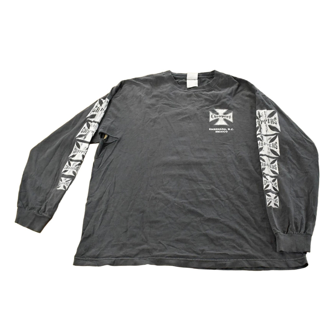 Vintage Y2K Choppers Thrashed Biker Long Sleeve Graphic T-Shirt Men's XL