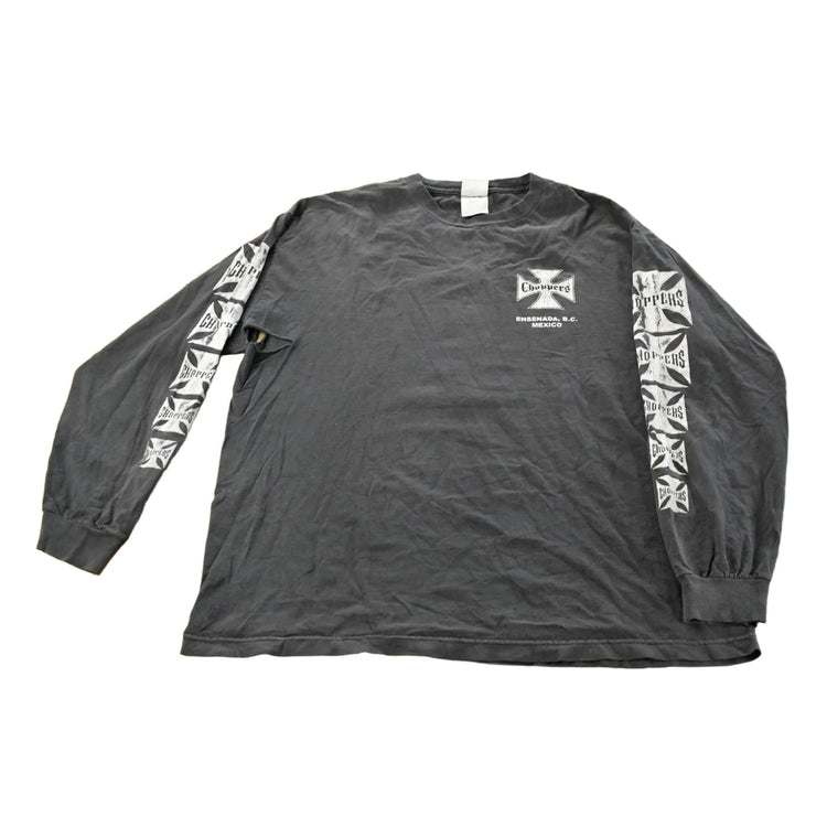 Vintage Y2K Choppers Thrashed Biker Long Sleeve Graphic T-Shirt Men's XL