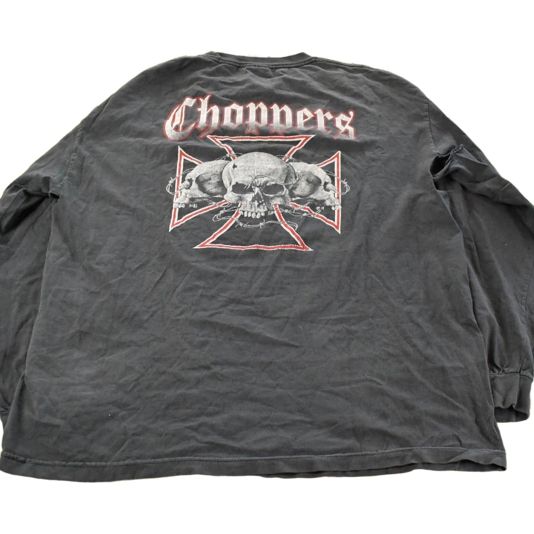 Vintage Y2K Choppers Thrashed Biker Long Sleeve Graphic T-Shirt Men's XL