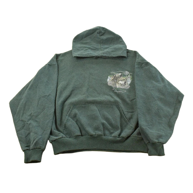 Vintage 1990s Ash Creek Graphic Wolf Hoodie Sweatshirt Men's Medium
