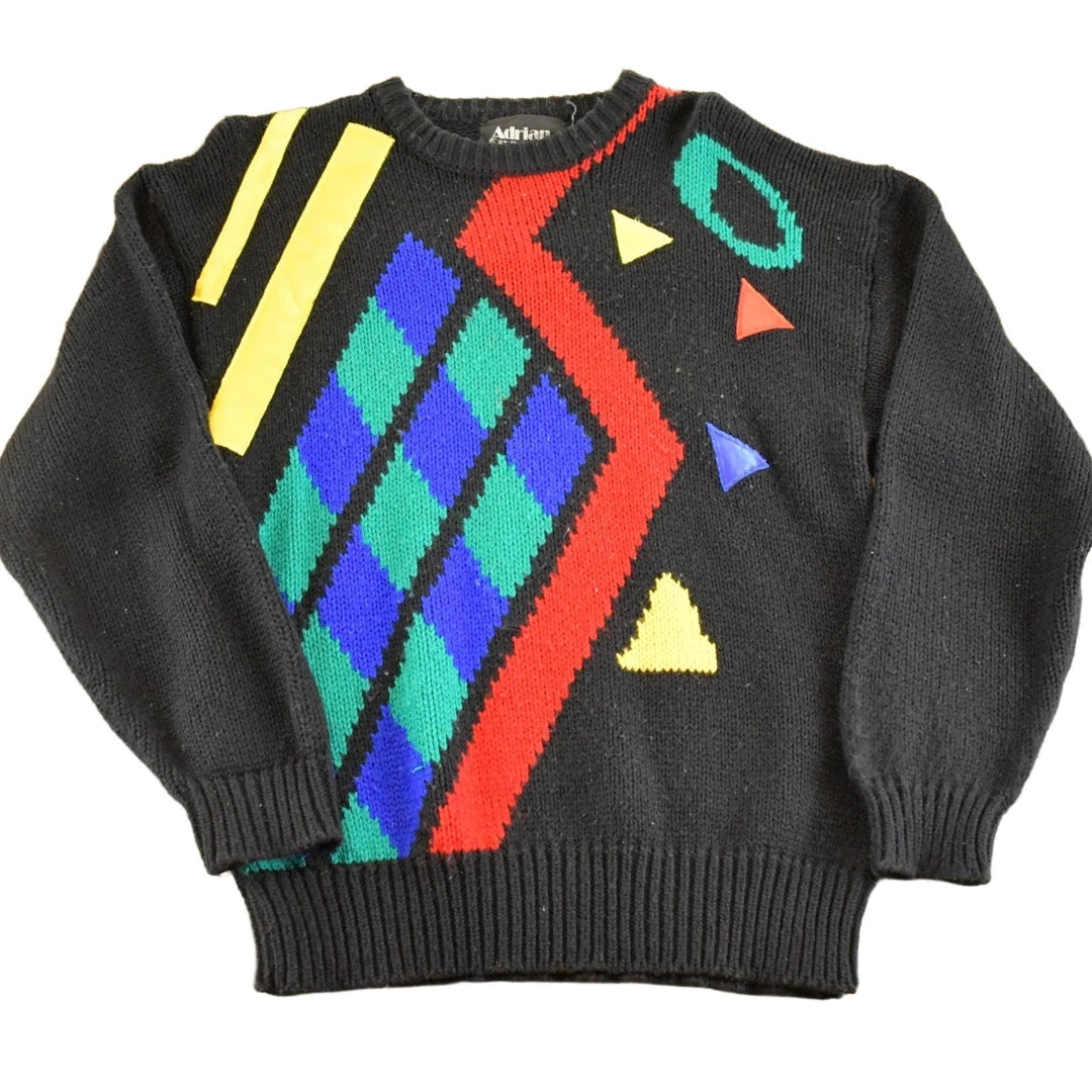 Vintage 1980s Adrian Spencer Knit Crewneck Sweater Men's S