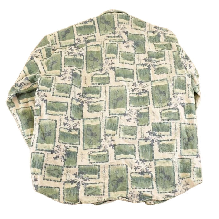 Vintage 1990s Woolrich Christman AOP Button Up Shirt Men's M