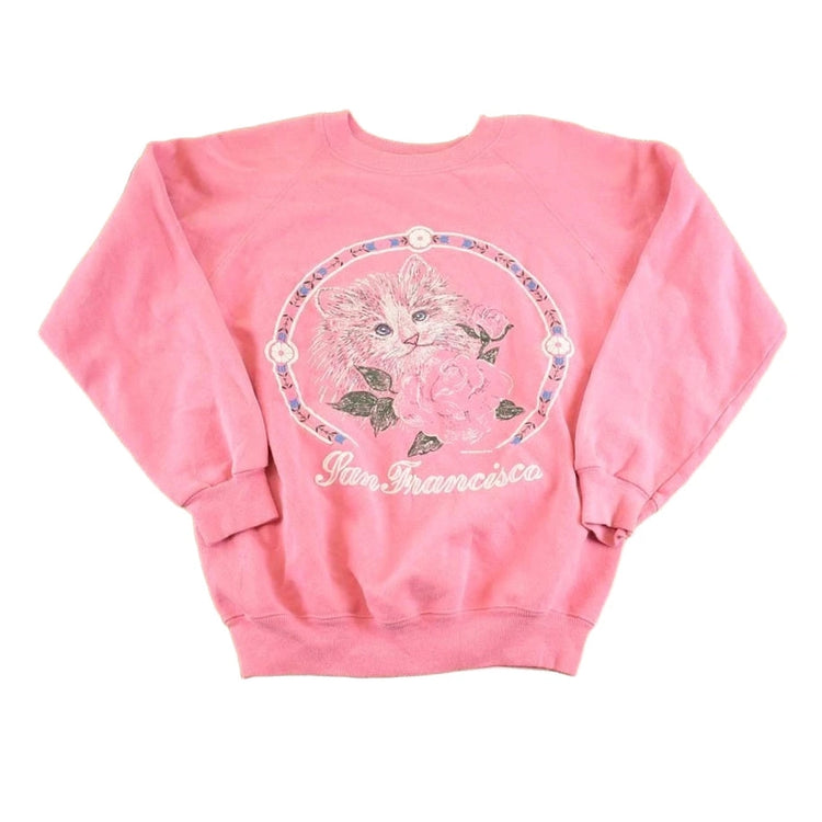Vintage 1980s San Francisco Kitty Cat Souvenir Crewneck Sweatshirt Women's M