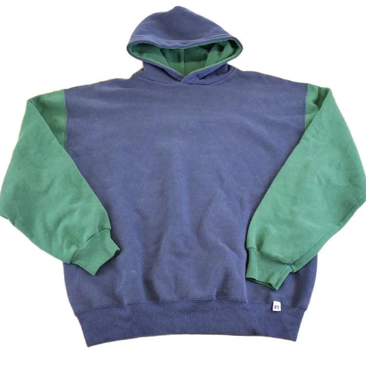 Vintage 1990s Russell Athletic Color Block Hoodie Sweatshirt Mens L