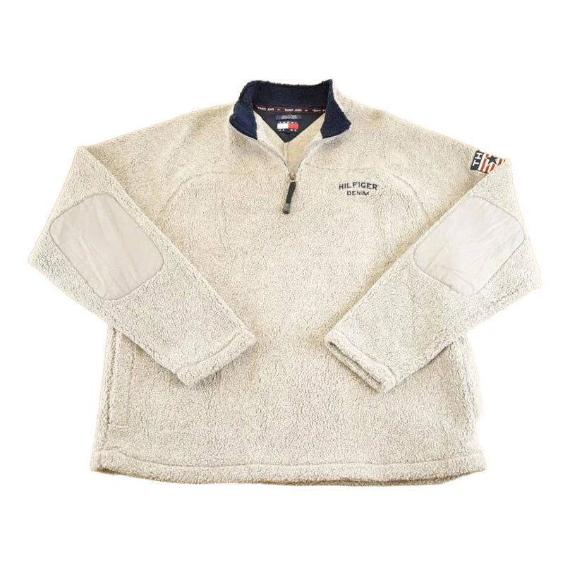 Vintage 1990s Tommy Hilfiger Fleece Full Zip Sweater Men's L
