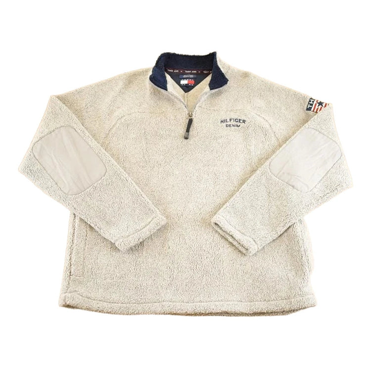 Vintage 1990s Tommy Hilfiger Fleece Full Zip Sweater Men's L